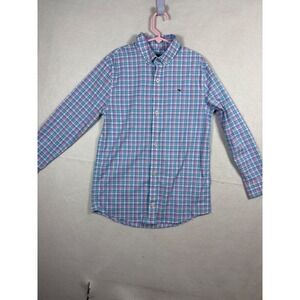 Vineyard Vines Boys Whale Shirt S (8-10) Plaid Cotton/Nylon